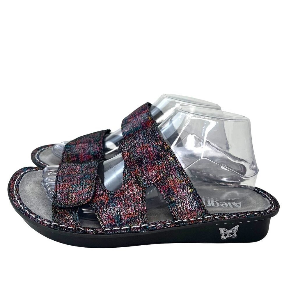 Alegria Metallic Leather Upper Slide Sandals Wedge Slip On Size 39/9
